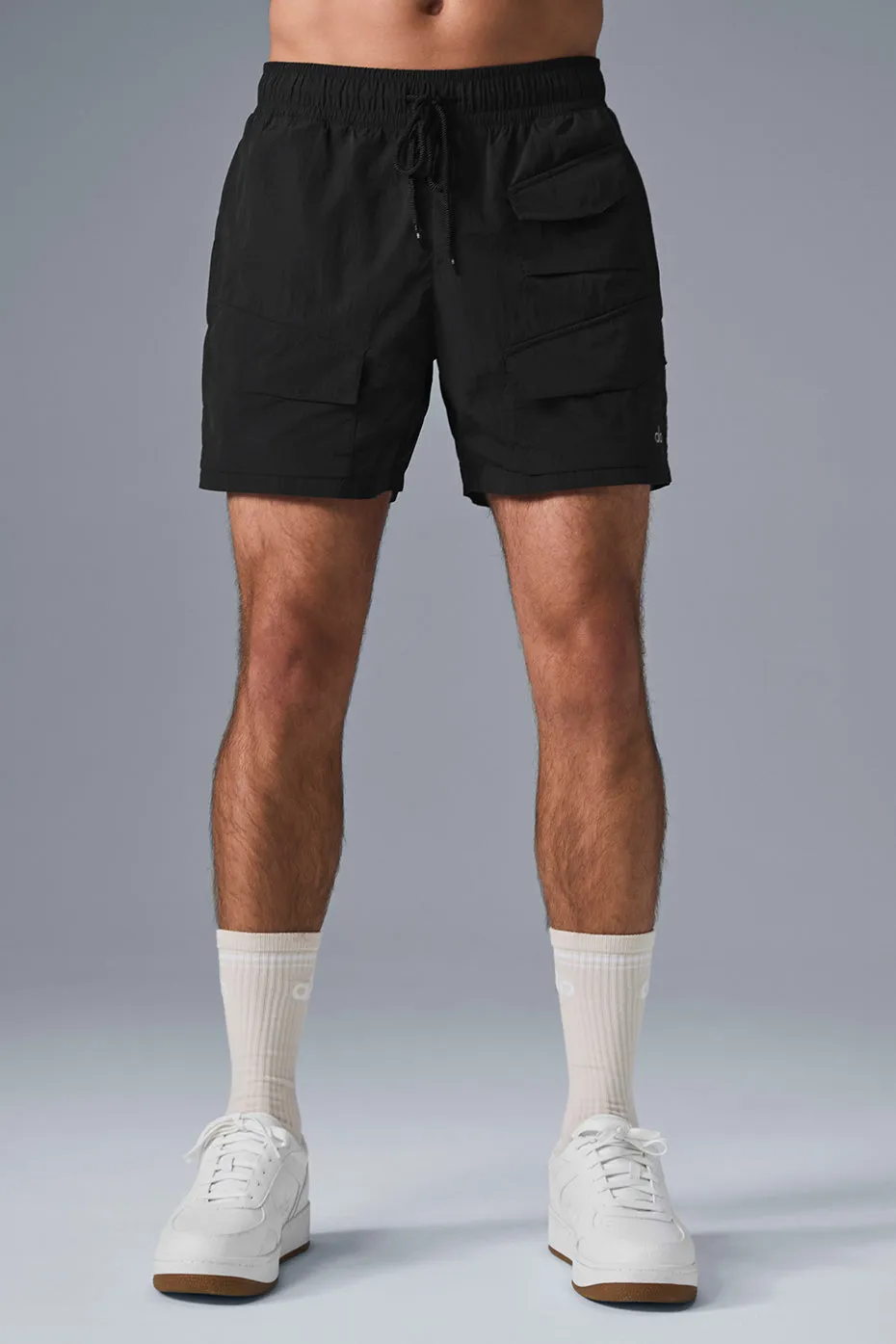 7" Crinkle Nylon Excursion Cargo Short - Black