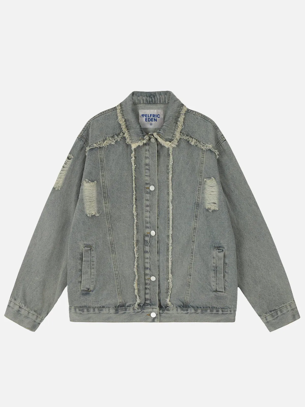 Aelfric Eden Fringe Distressed Denim Jacket