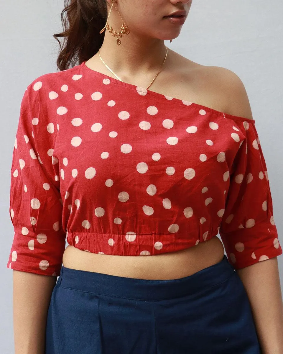 Alice Hand Block-Printed Cotton Blouse - Polka