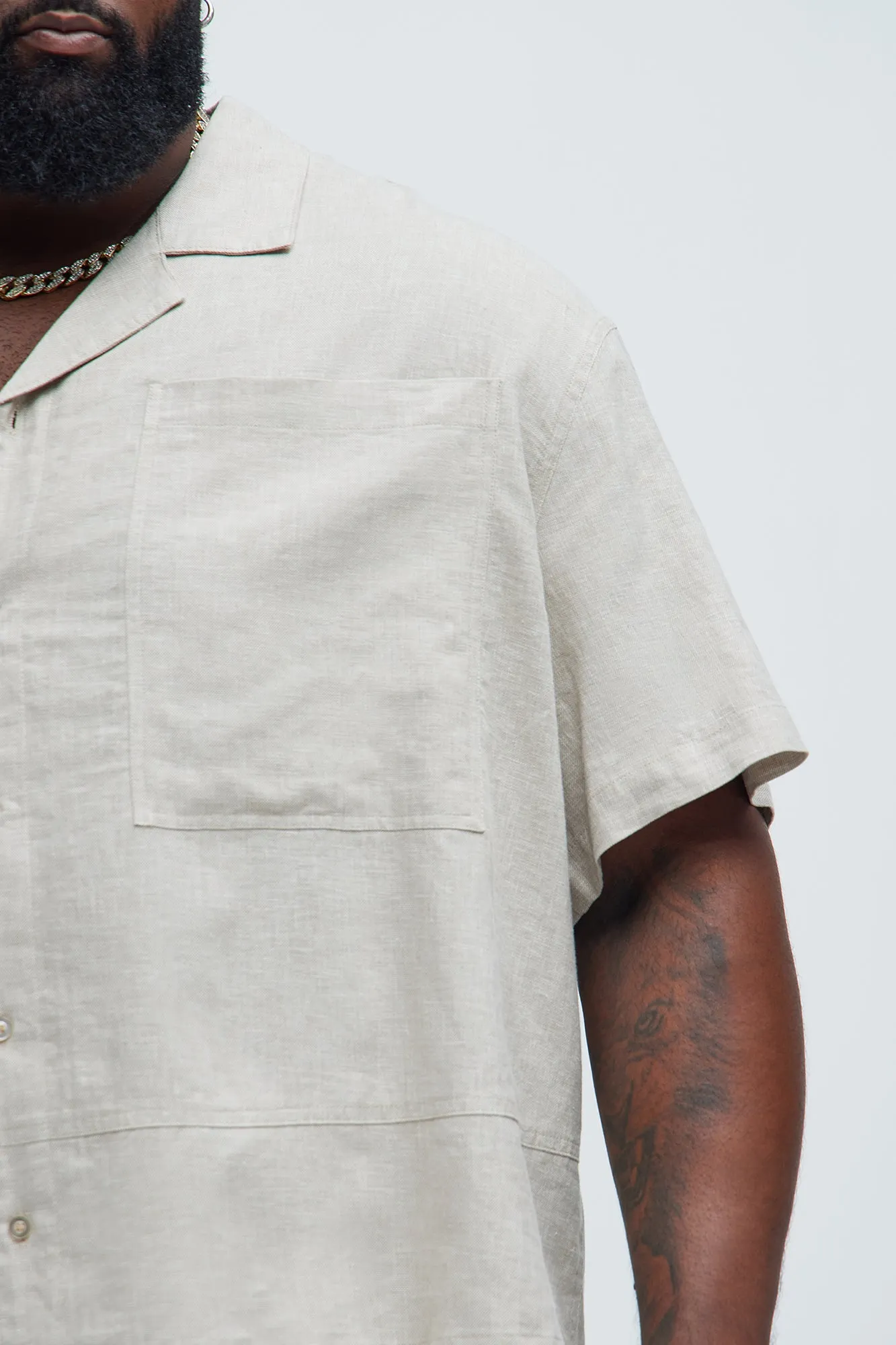 Bahamas Linen Cuban Shirt - Stone