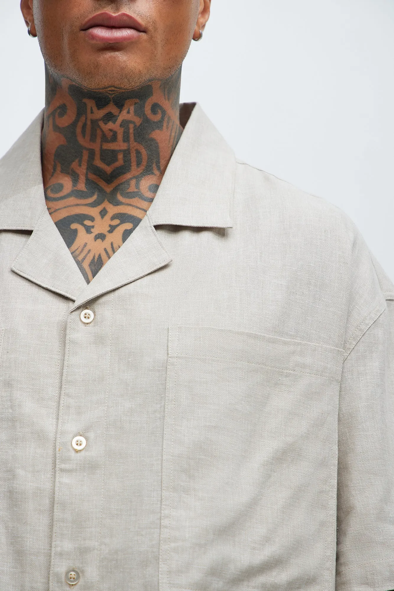 Bahamas Linen Cuban Shirt - Stone