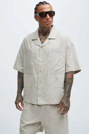 Bahamas Linen Cuban Shirt - Stone