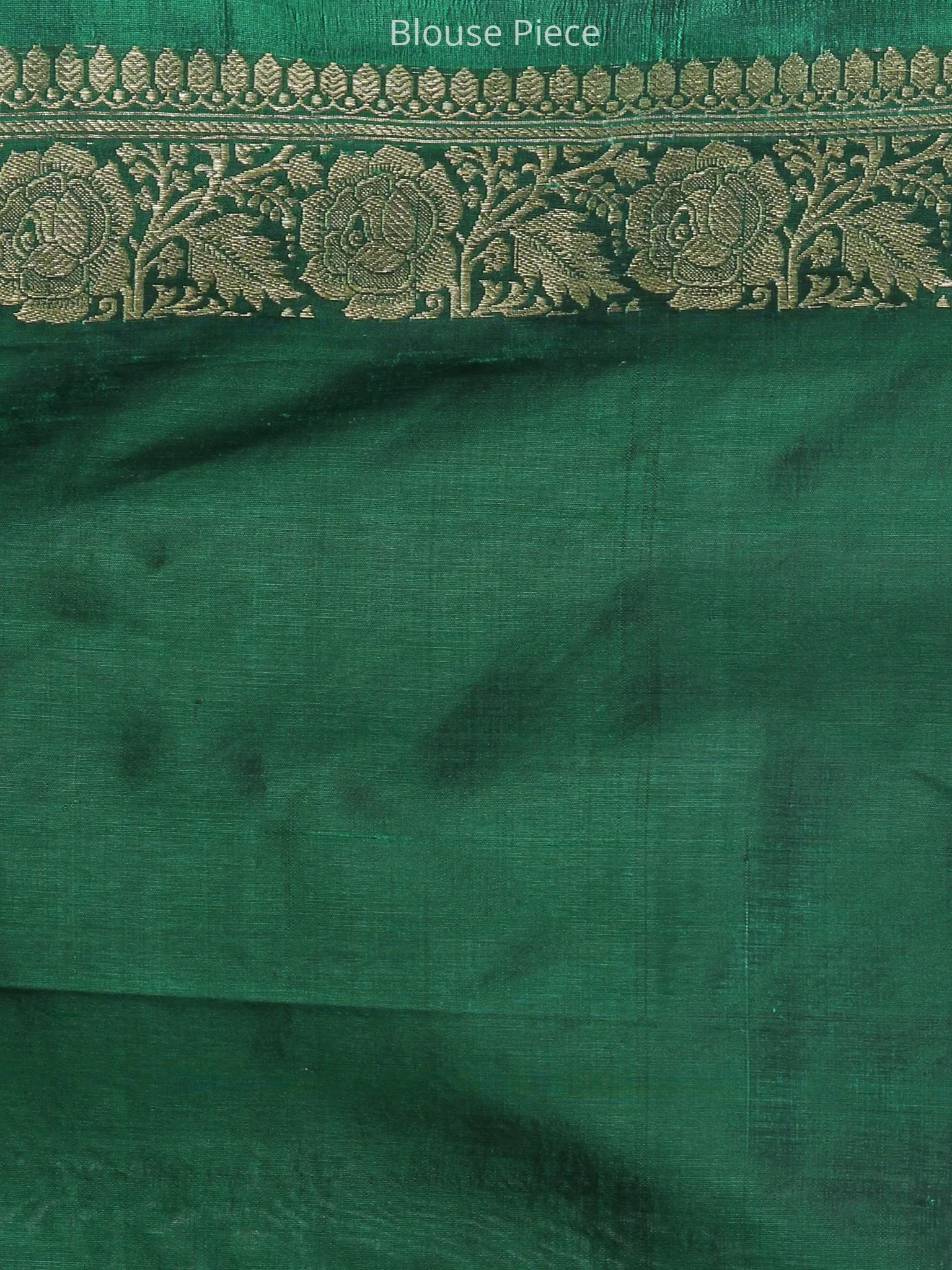 Banarasee Pure Katan Silk Handloom Saree With Zari Work - Green & Gold - S031704288