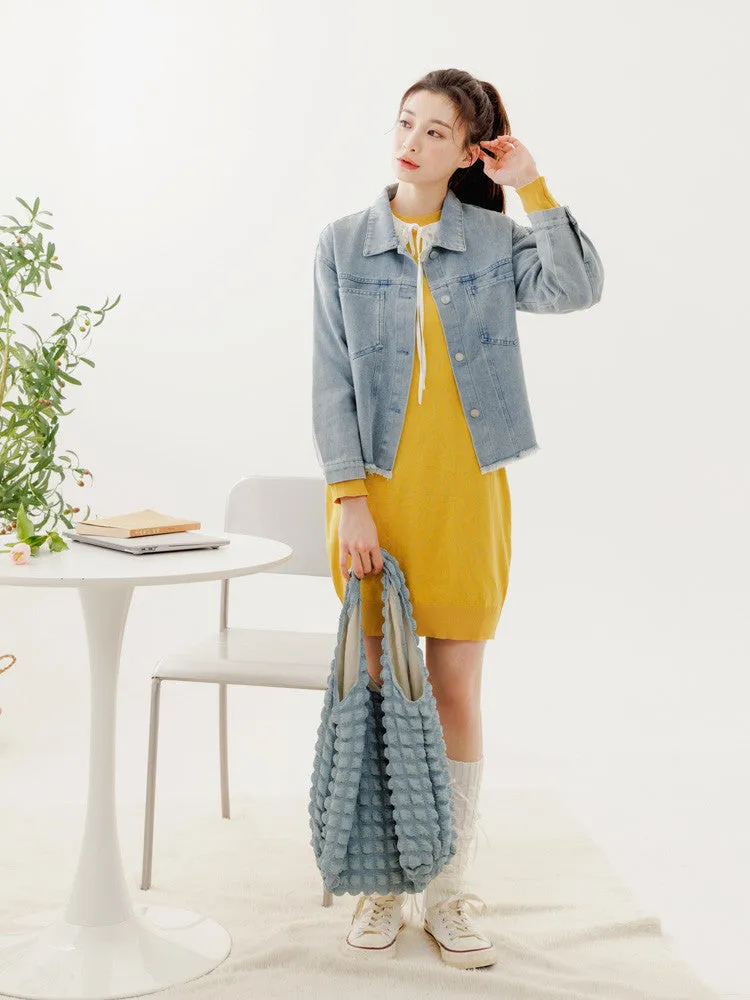 Basic Loose Denim Long Sleeve Jacket