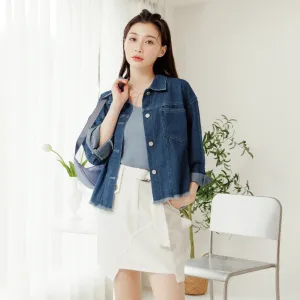 Basic Loose Denim Long Sleeve Jacket