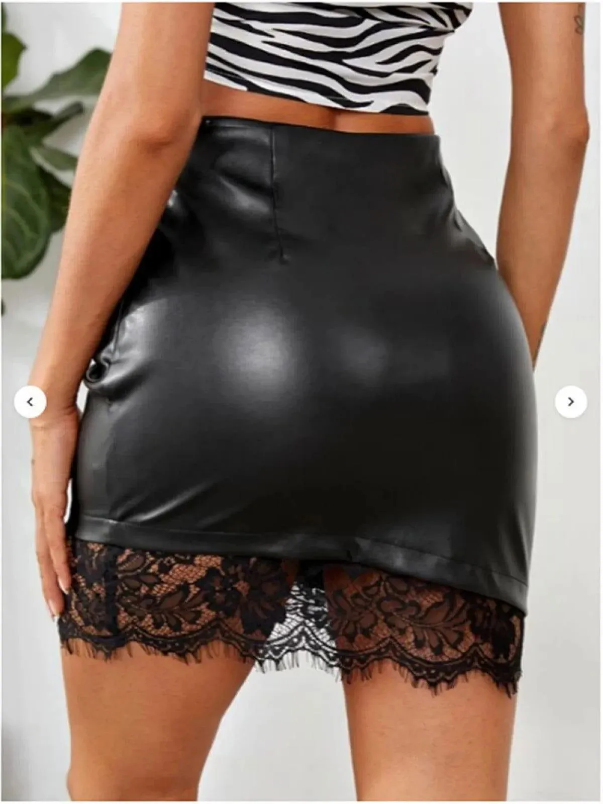 Black Lace High Waist Sexy Skirt With Zipper