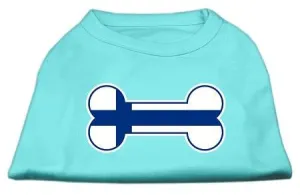 Bone Shaped Finland Flag Screen Print Shirts Aqua XXXL(20)