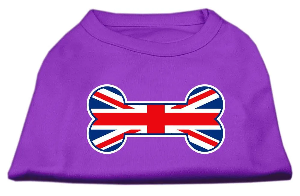 Bone Shaped United Kingdom (Union Jack) Flag Screen Print Shirts Purple L (14)