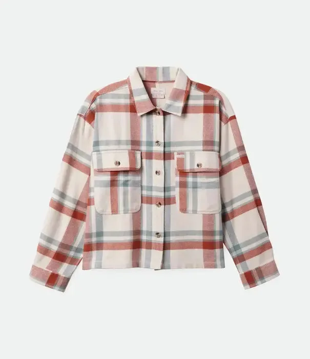 Brixton Bowery Flannel - White Smoke/Terracotta