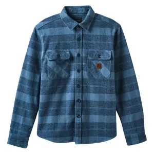 Brixton Bowery Heavyweight Longsleeve Flannel Shirt - Mirage Blue/Washed Navy