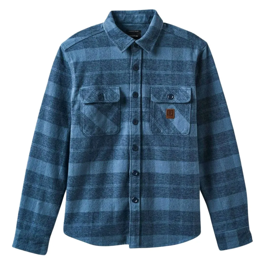 Brixton Bowery Heavyweight Longsleeve Flannel Shirt - Mirage Blue/Washed Navy