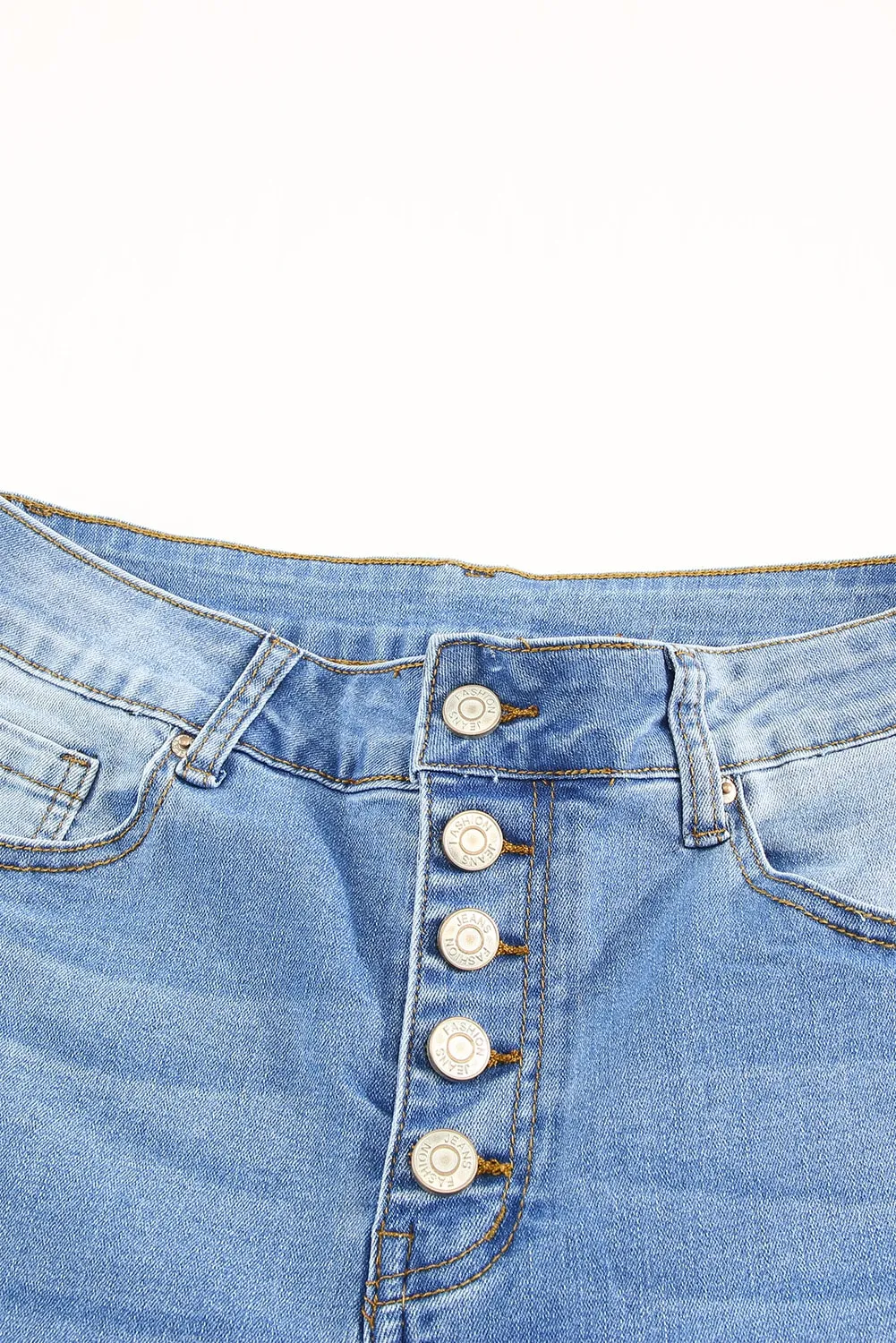 Button Fly Distressed Jeans