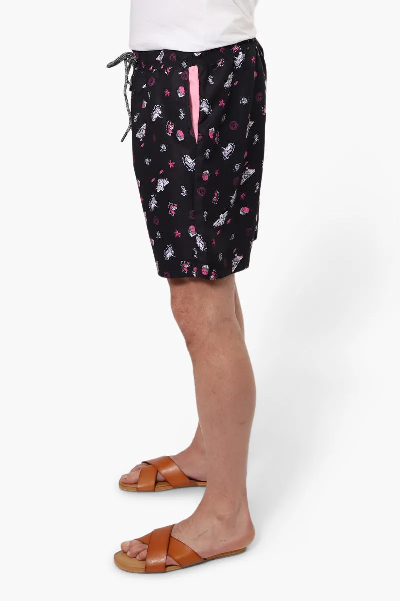 Canada Weather Gear Patterned Tie Waist Shorts - Black