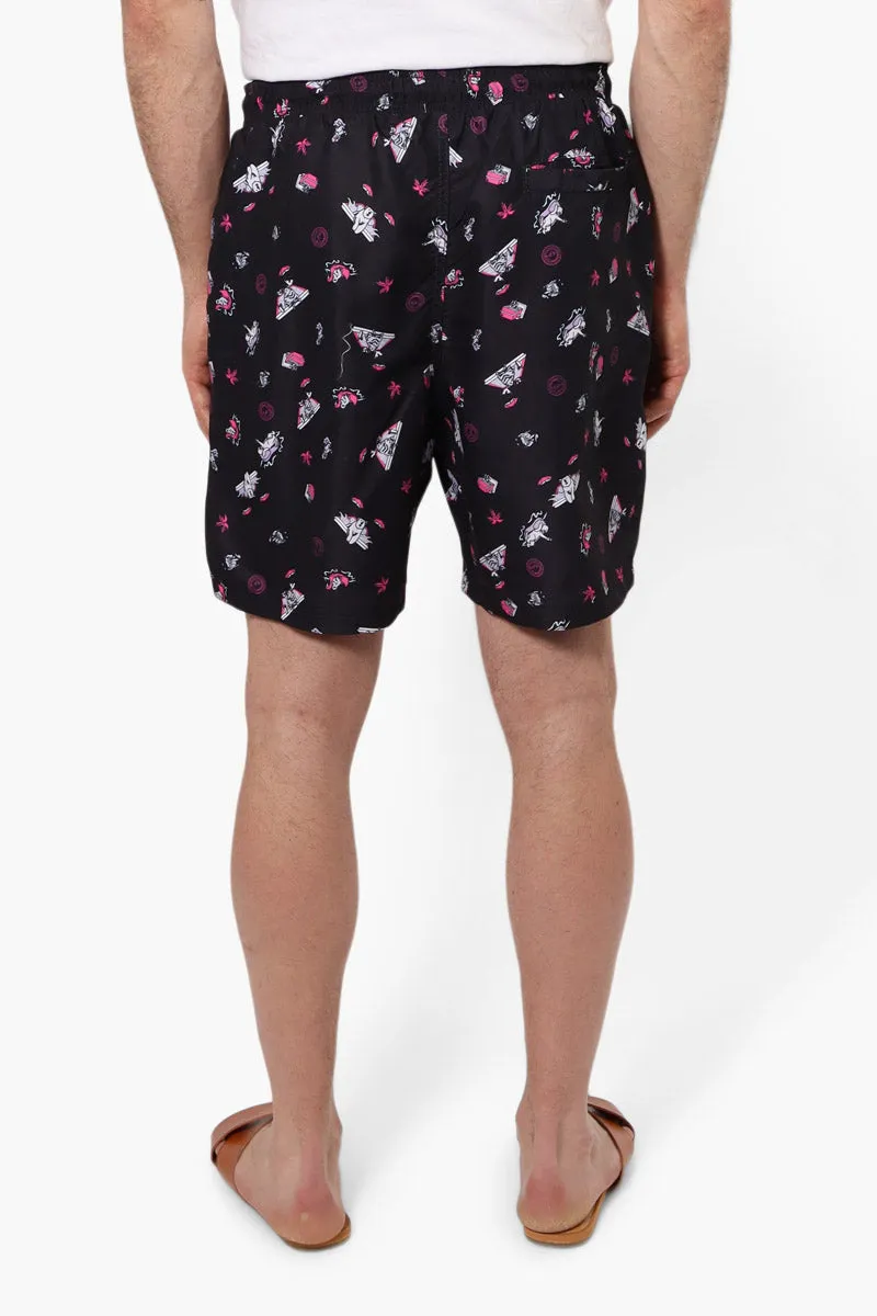 Canada Weather Gear Patterned Tie Waist Shorts - Black