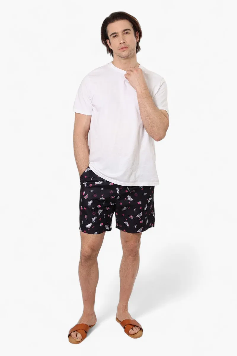 Canada Weather Gear Patterned Tie Waist Shorts - Black