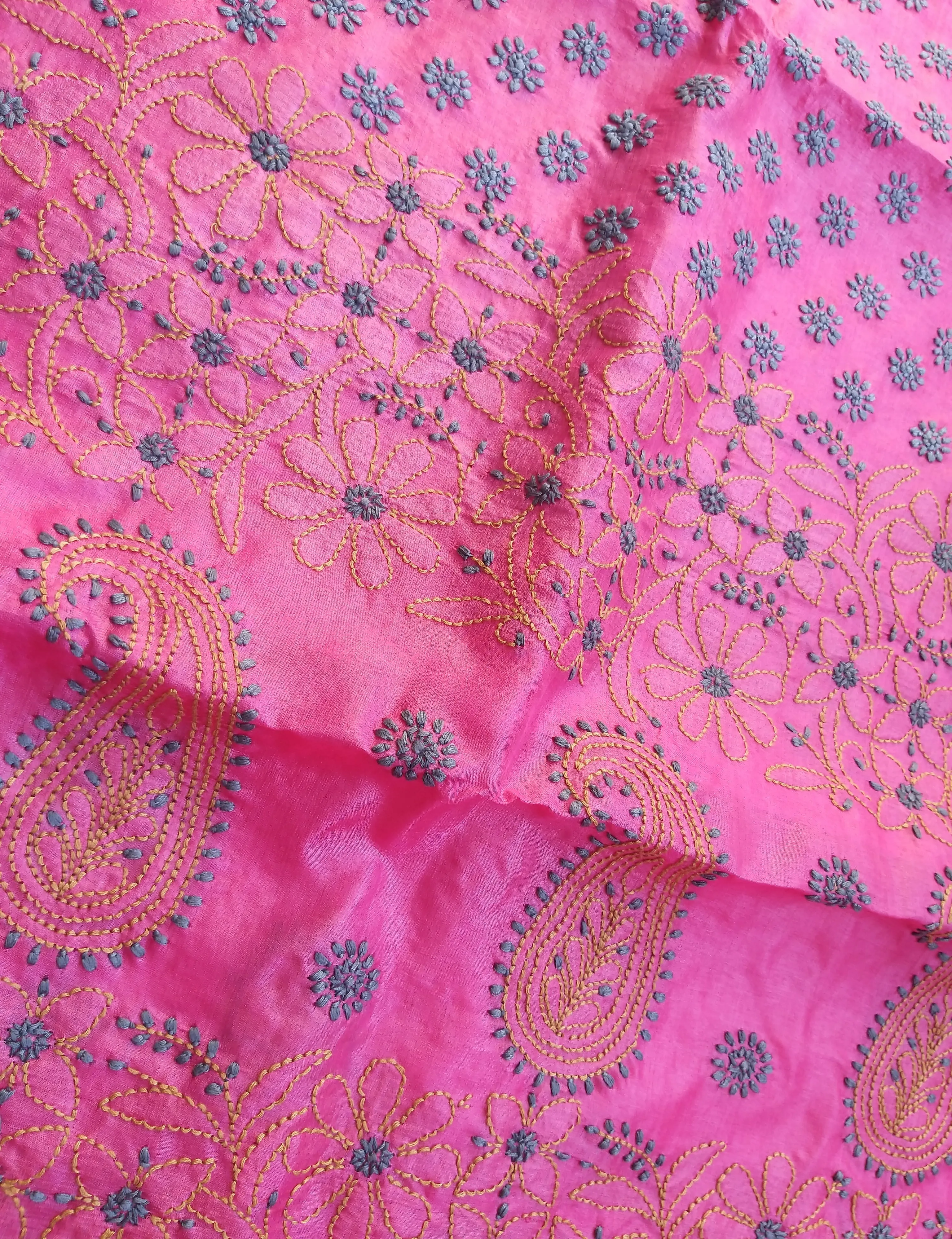 CHIKANKARI TUSSAR SILK SAREE