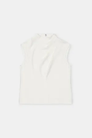 Closed Ivory Crepe Draped Sleevless Womens Top