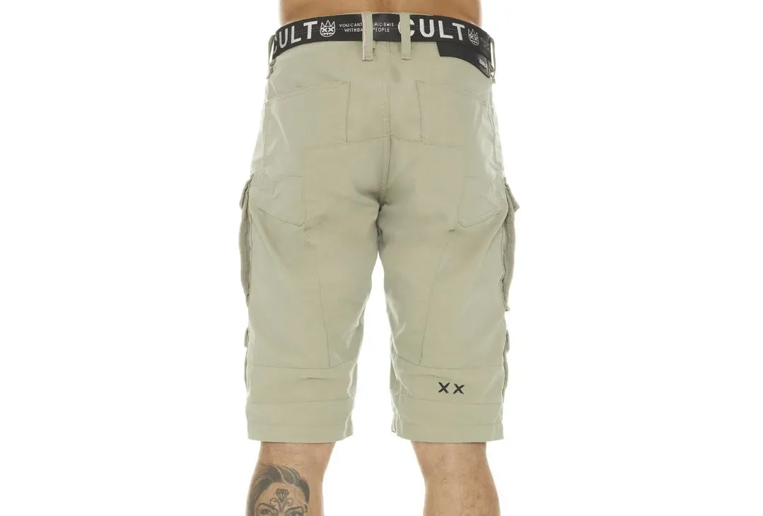 CULT OF INDIVIDUALITY RIDGED CARGO SHORT W/BELT IN BASIL