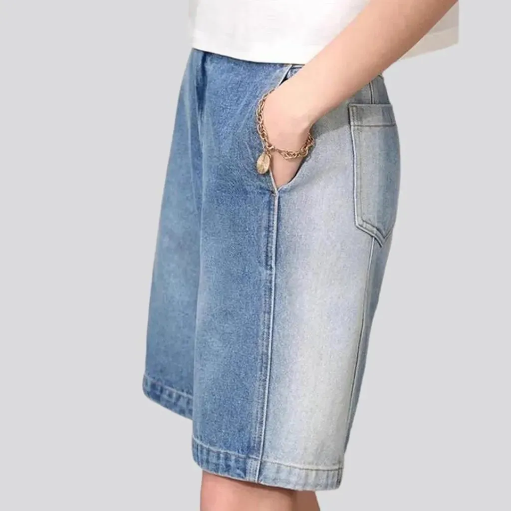 Dip-dyed women's denim shorts