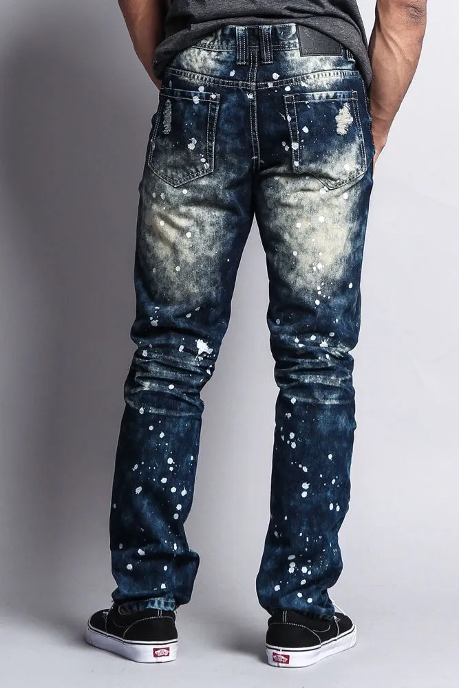 Distressed Paint Splattered Slim Jeans