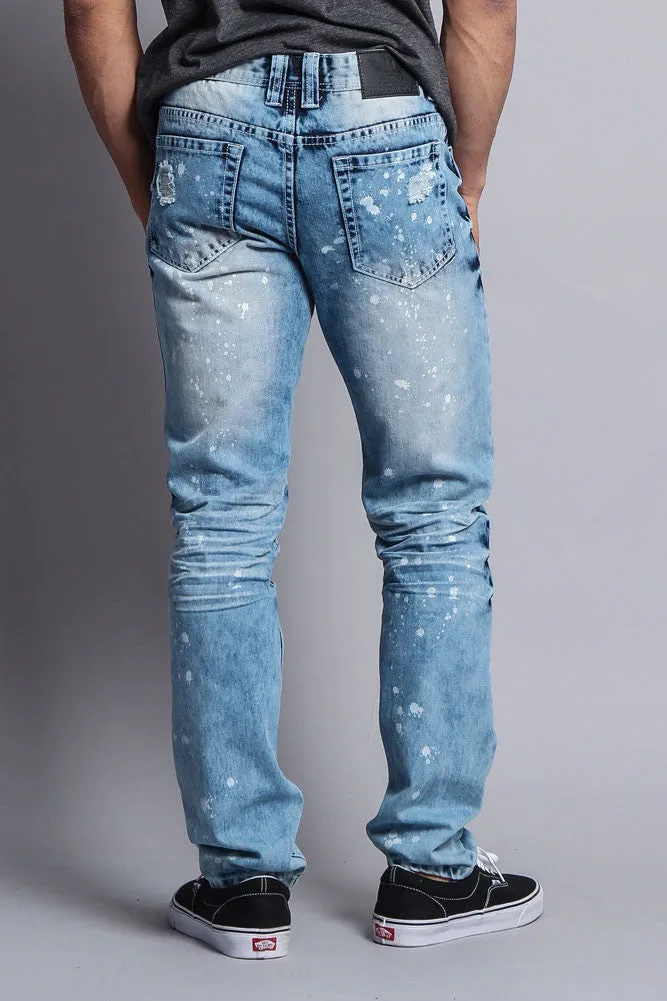 Distressed Paint Splattered Slim Jeans