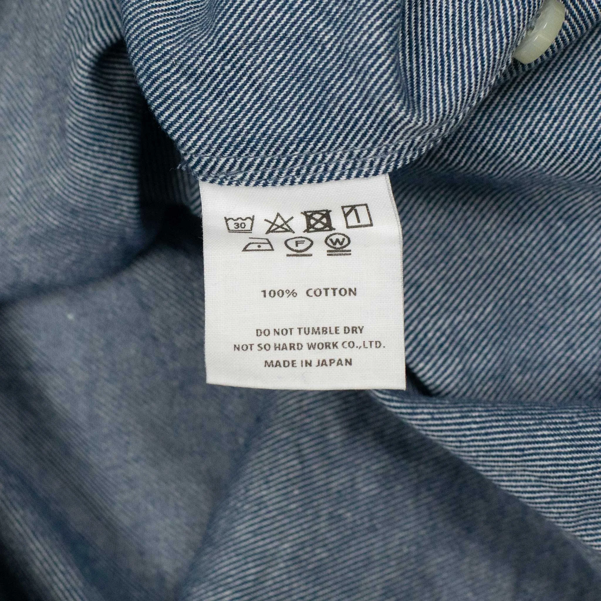 Drawstring hem popover shirt in indigo blue cotton flannel