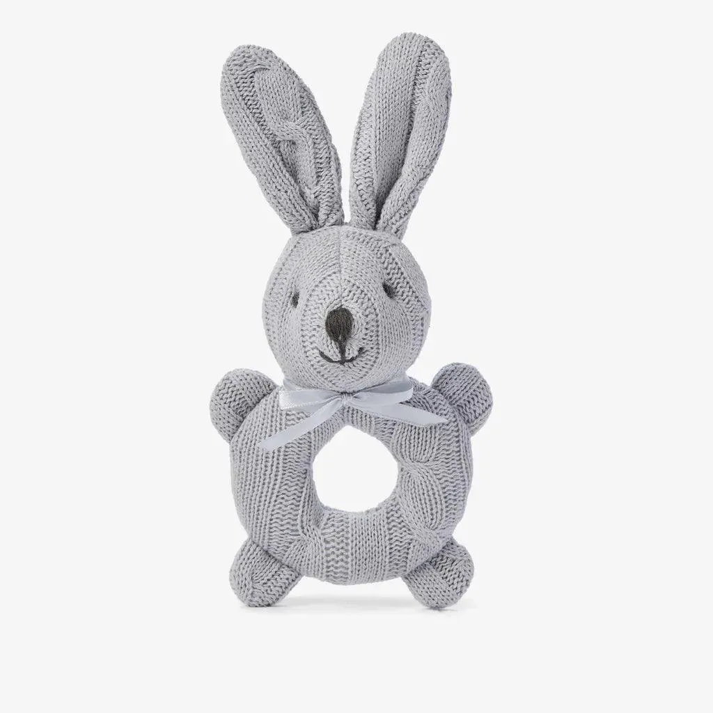 Elegant Baby Cable Ring Bunny Rattle