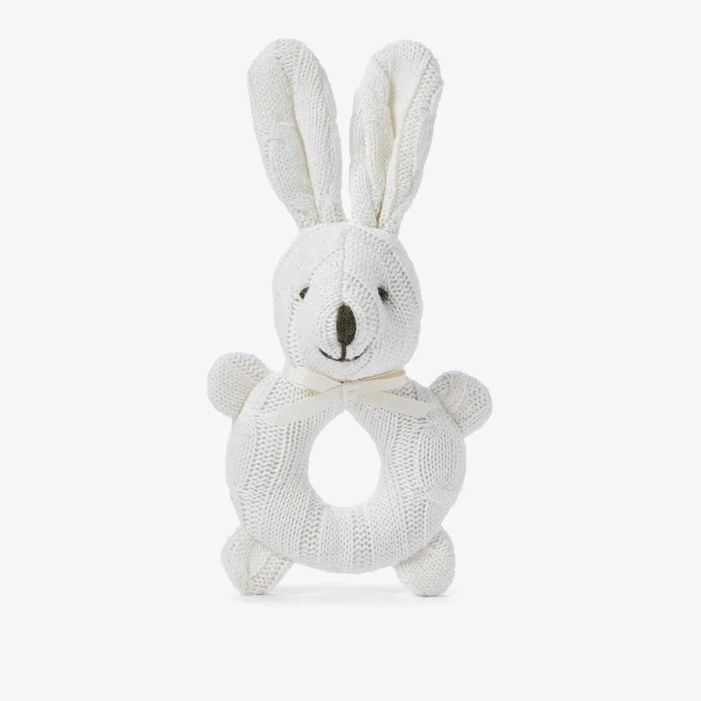 Elegant Baby Cable Ring Bunny Rattle