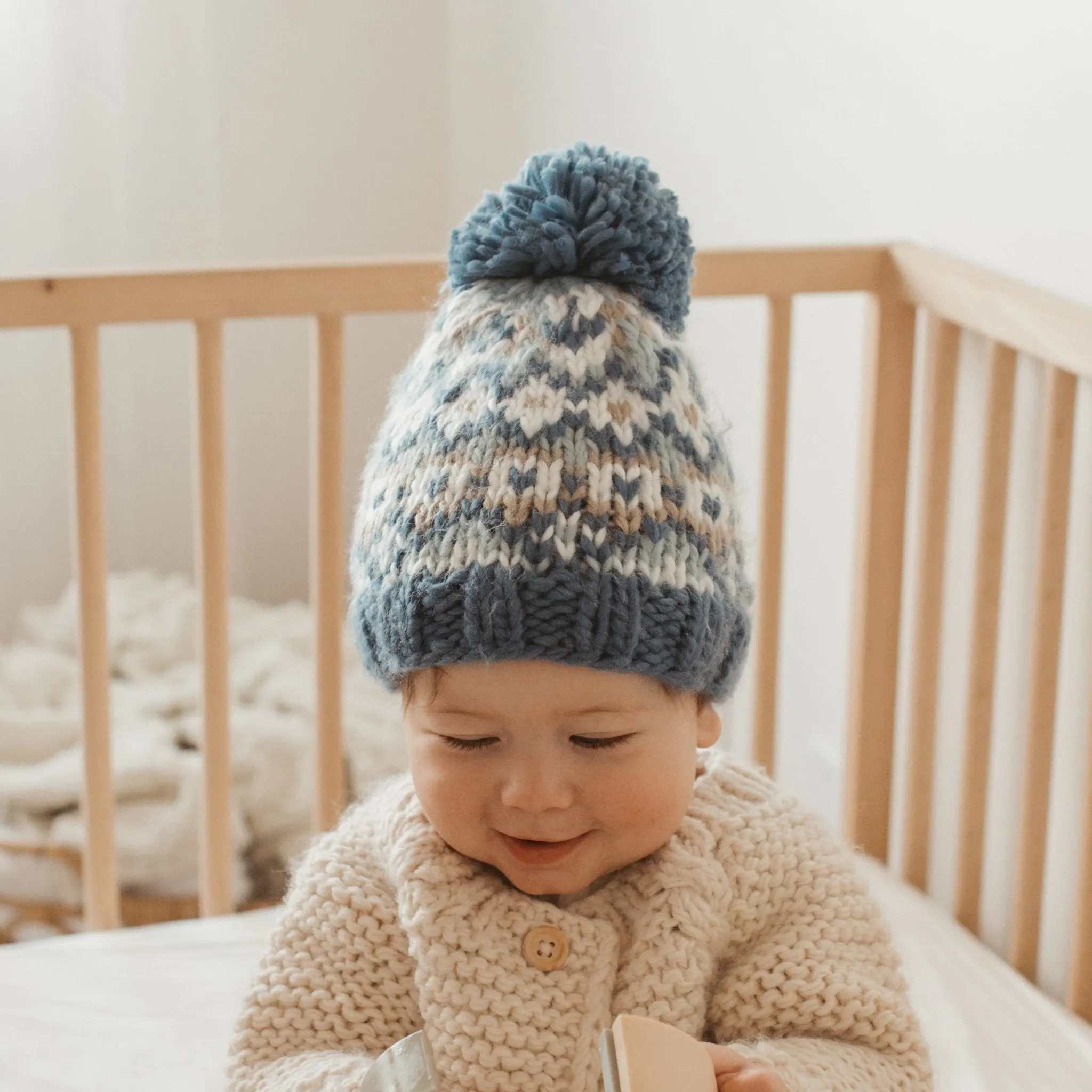 Fairisle Slate Beanie Hat