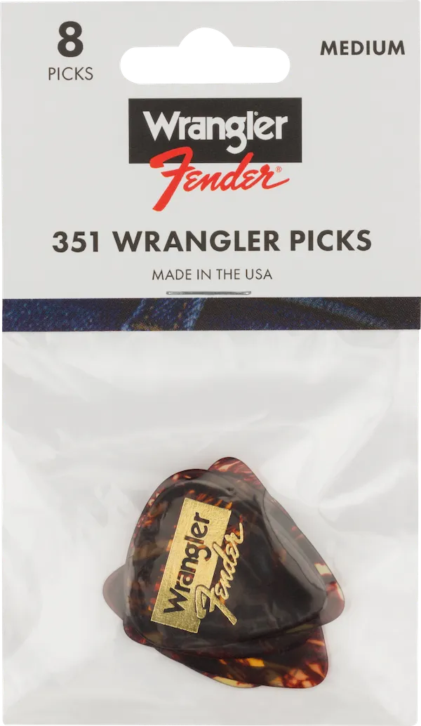 Fender and Wrangler Picks, 351 Shape, Tortoiseshell, (8)