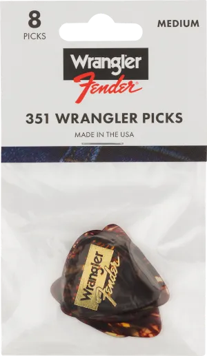 Fender and Wrangler Picks, 351 Shape, Tortoiseshell, (8)