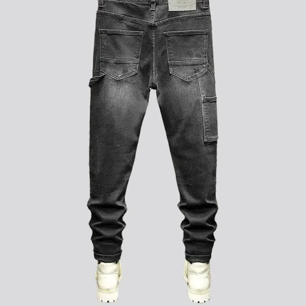 Frayed men's slim jeans