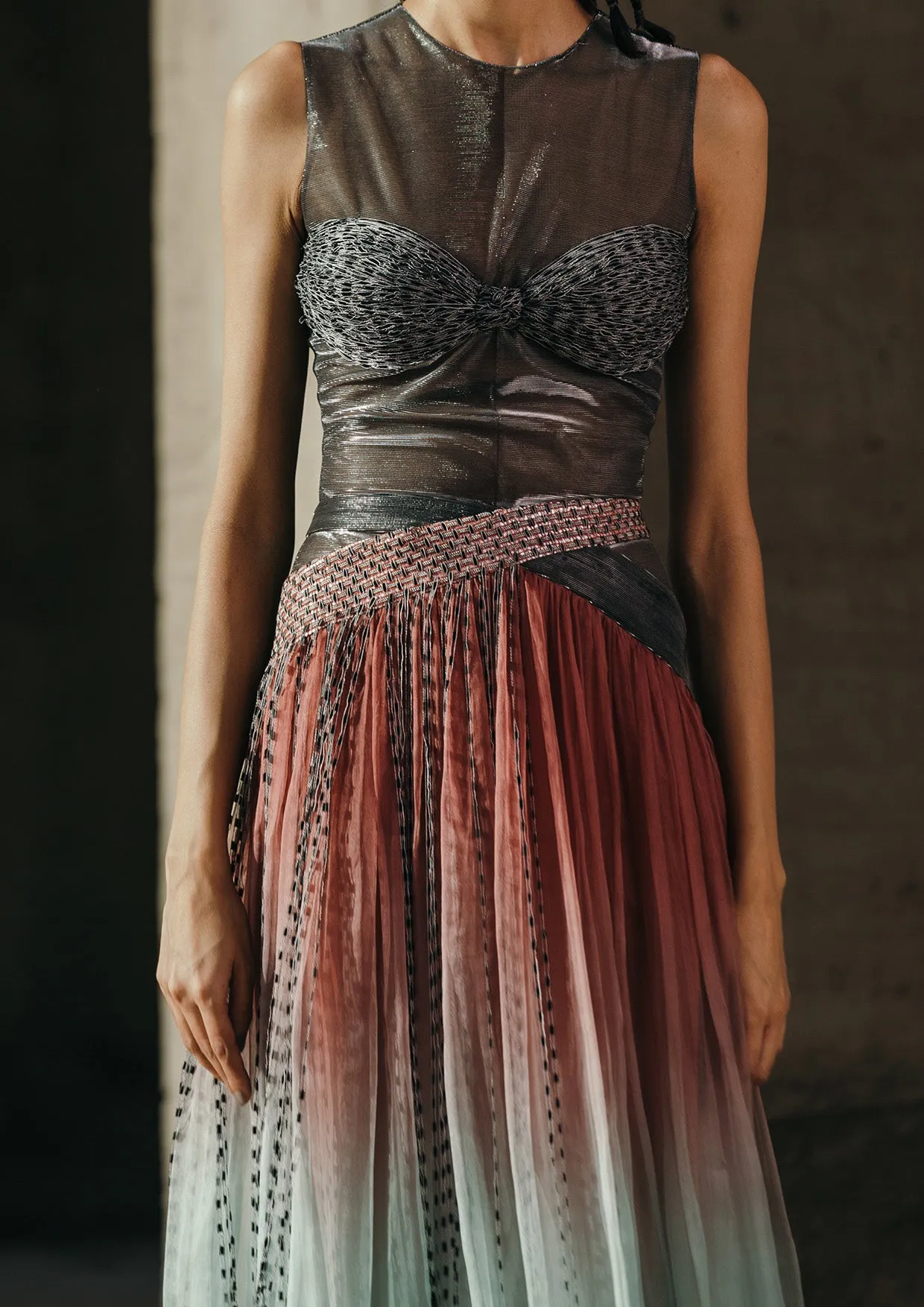 Fringed Silk Organza Maxi Skirt