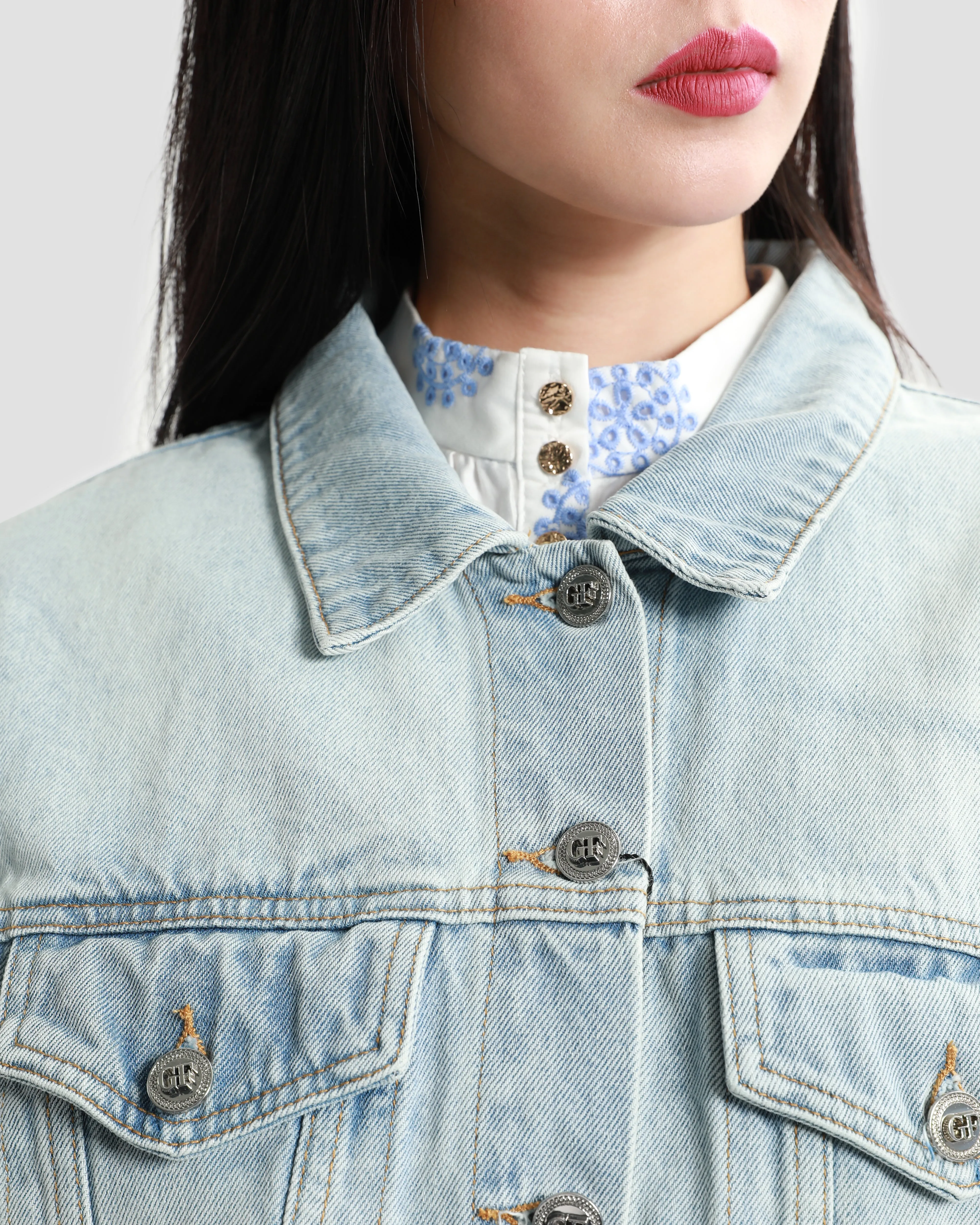 GF Floral Logo Denim Jacket