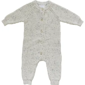 Heather Grey Chunky Knit Button Romper