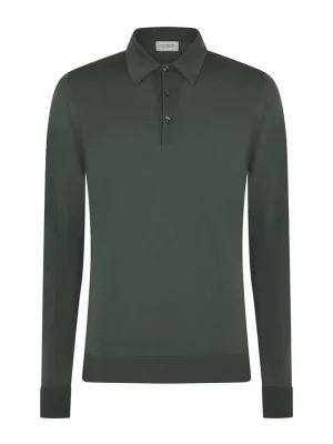 Highland green merino wool polo neck