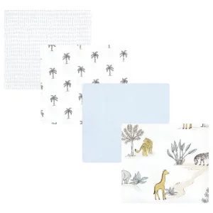 Hudson Baby Cotton Flannel Receiving Blankets, Boy Safari World