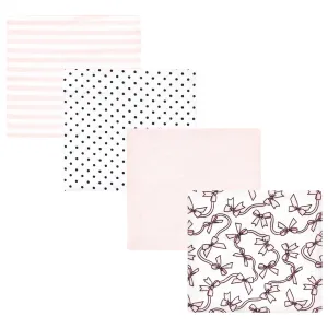 Hudson Baby Cotton Flannel Receiving Blankets, Pink Bows