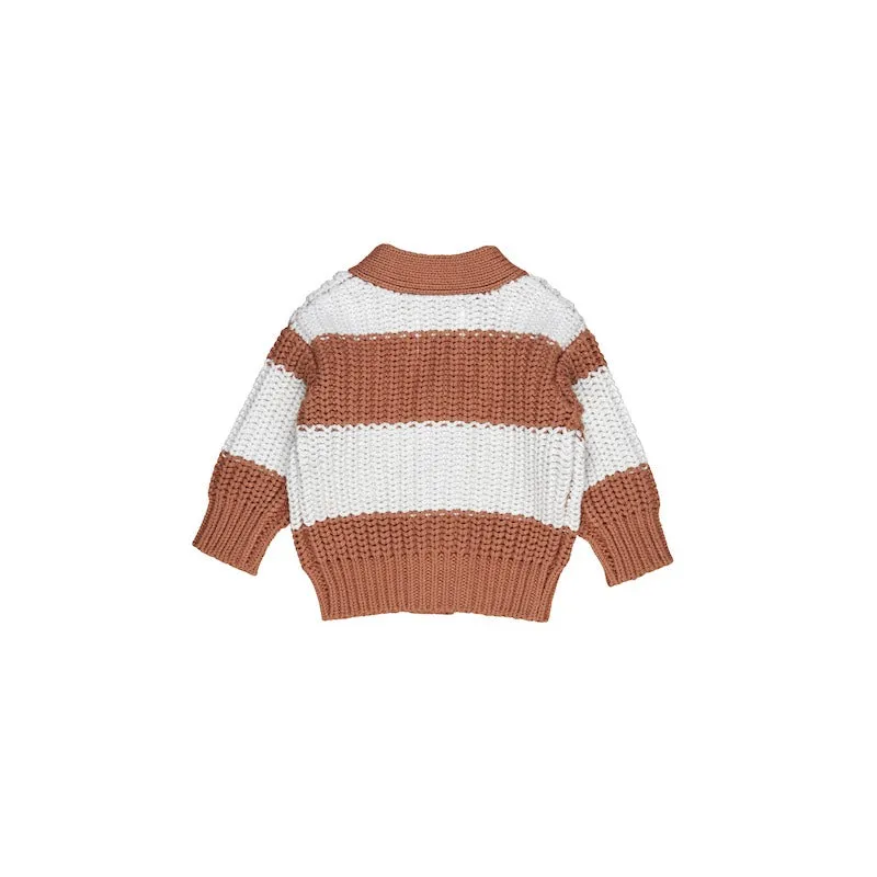 Huxbaby Terracotta Stripe chunky Cardigan