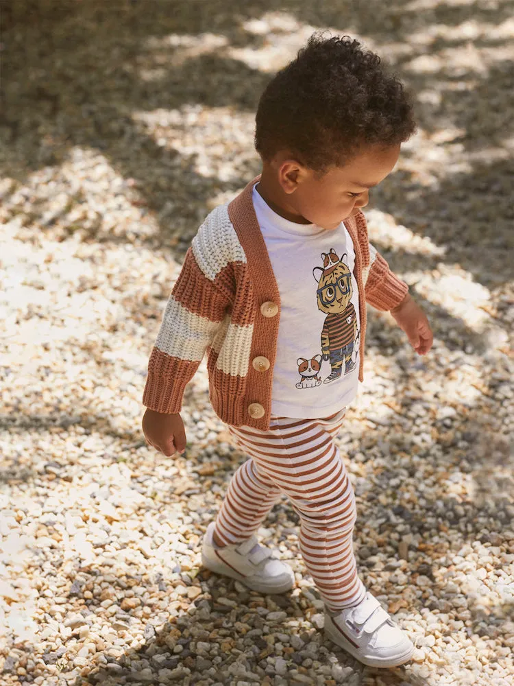 Huxbaby Terracotta Stripe chunky Cardigan