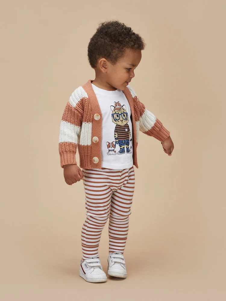 Huxbaby Terracotta Stripe chunky Cardigan