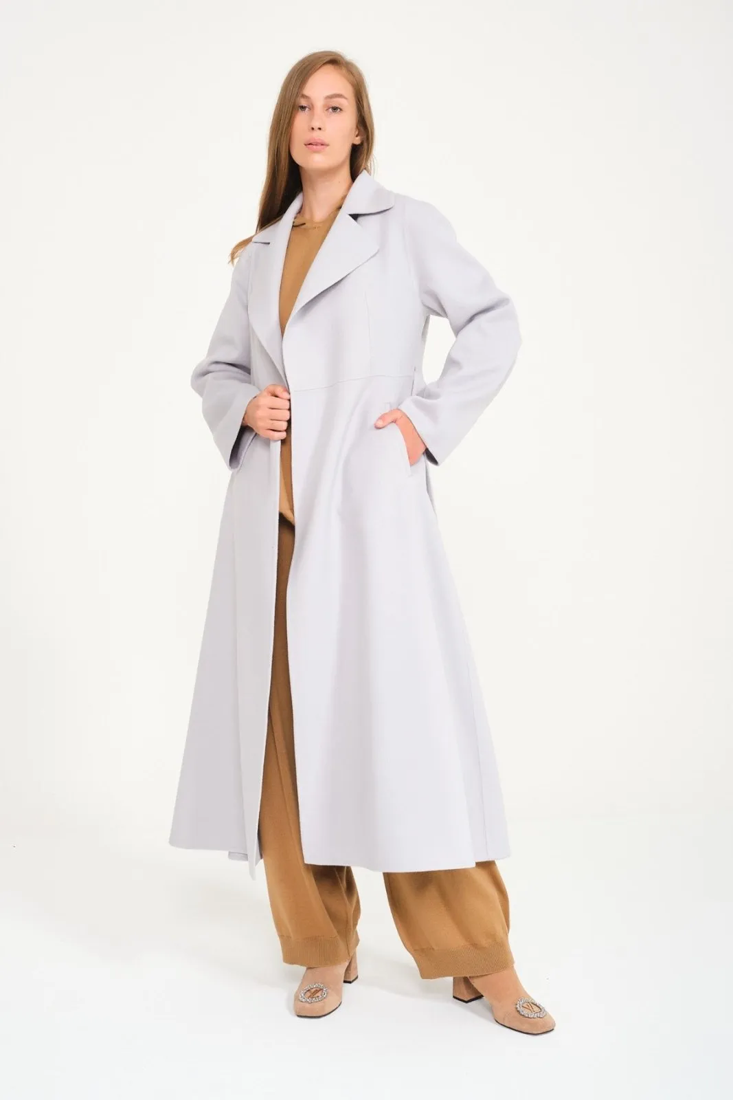 Ice Grey Long Wool Coat