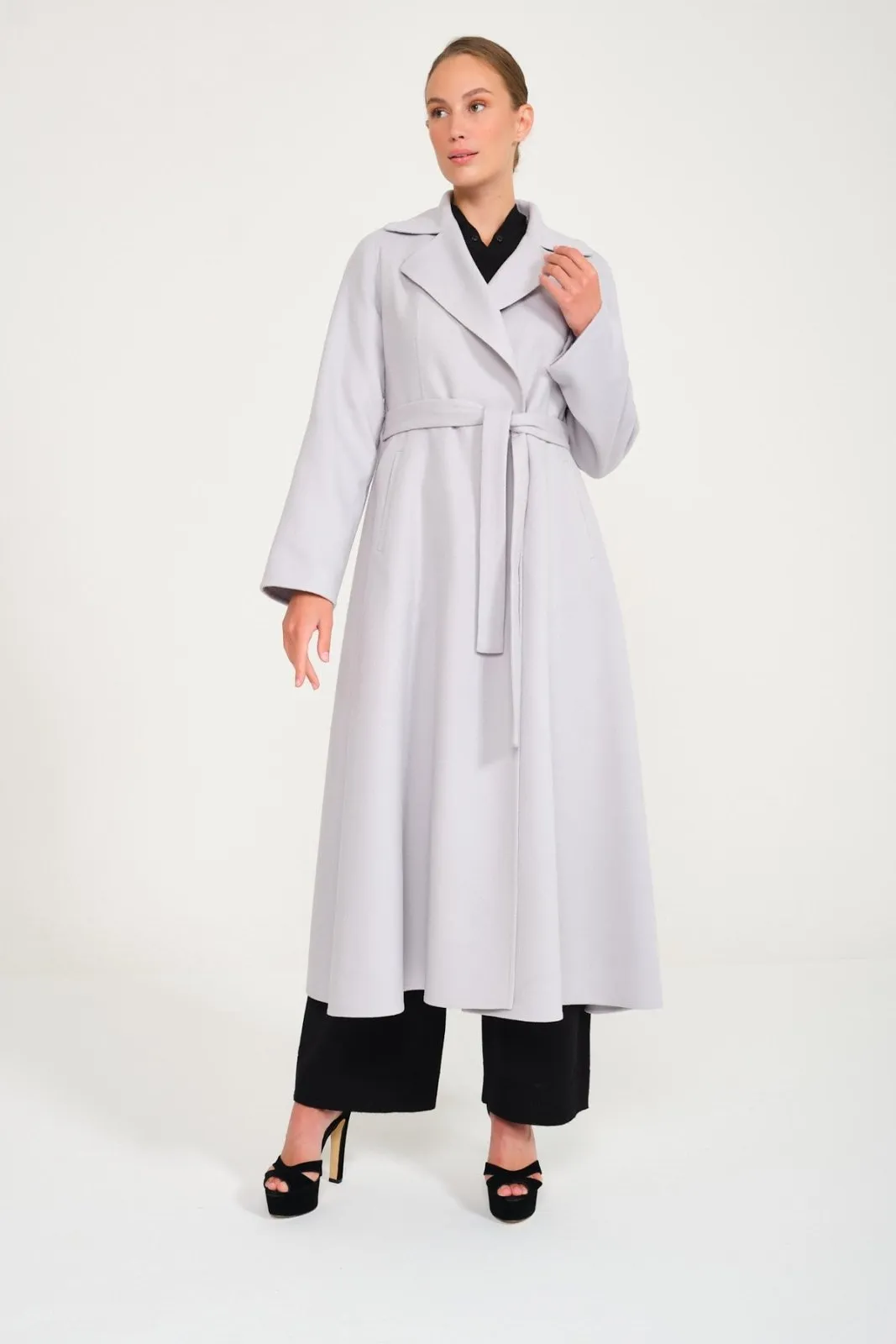 Ice Grey Long Wool Coat