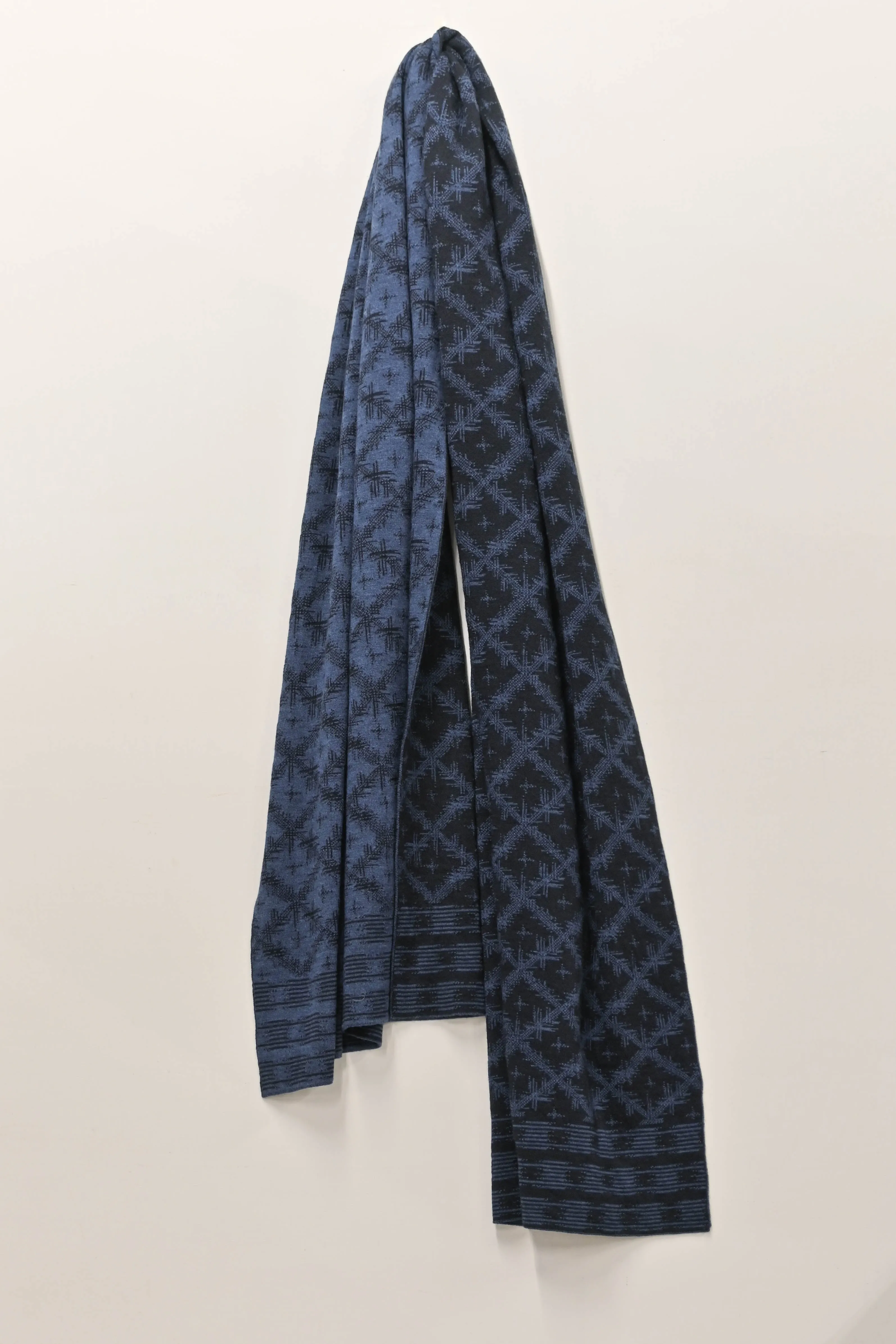 Indigo Dyed Ikat Fine Merino Wrap