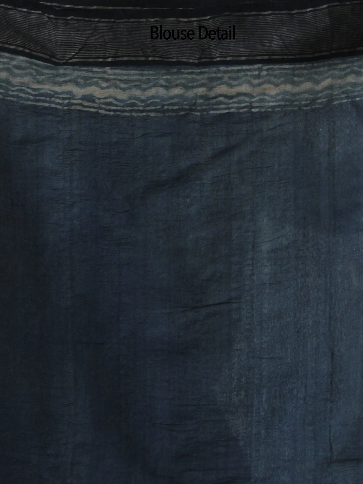 Indigo Ivory Black Tussar Hand Block Printed Handloom Saree in Natural Dyes - S031702518