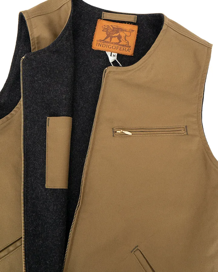 Indigofera Iconic Vest Bedford Cord, Dark Beige