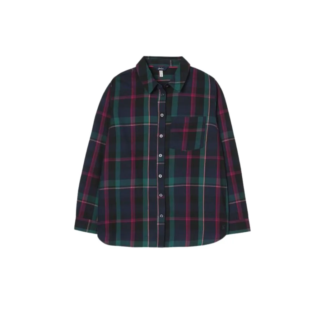 Joules | Lorena Longline Brushed Woven Shirt | Women's | Navy Check