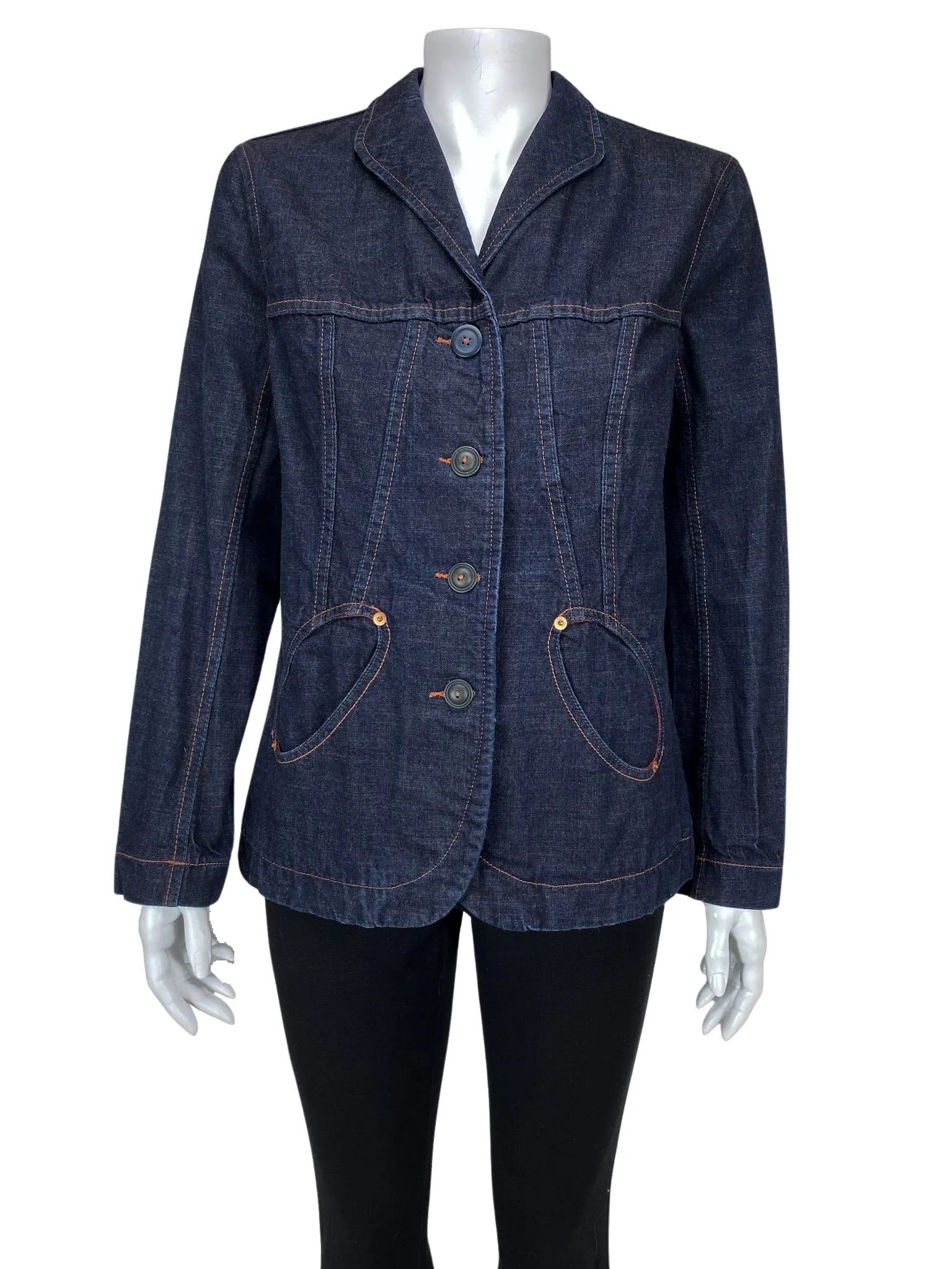 Keednim, Women's Denim Blazer/Jacket, Dark Indigo, Size M