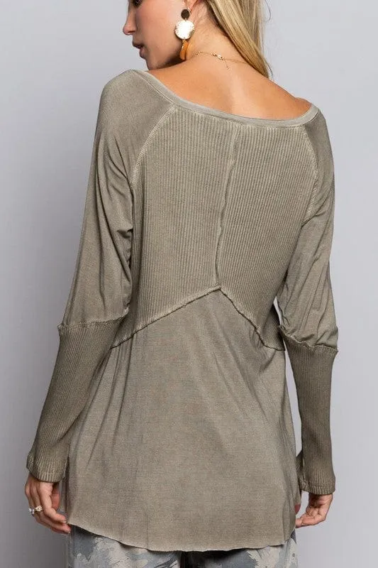 Light Wash Rib Textured Long Sleeve Top *Onine Only*