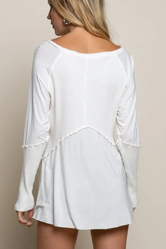 Light Wash Rib Textured Long Sleeve Top *Onine Only*